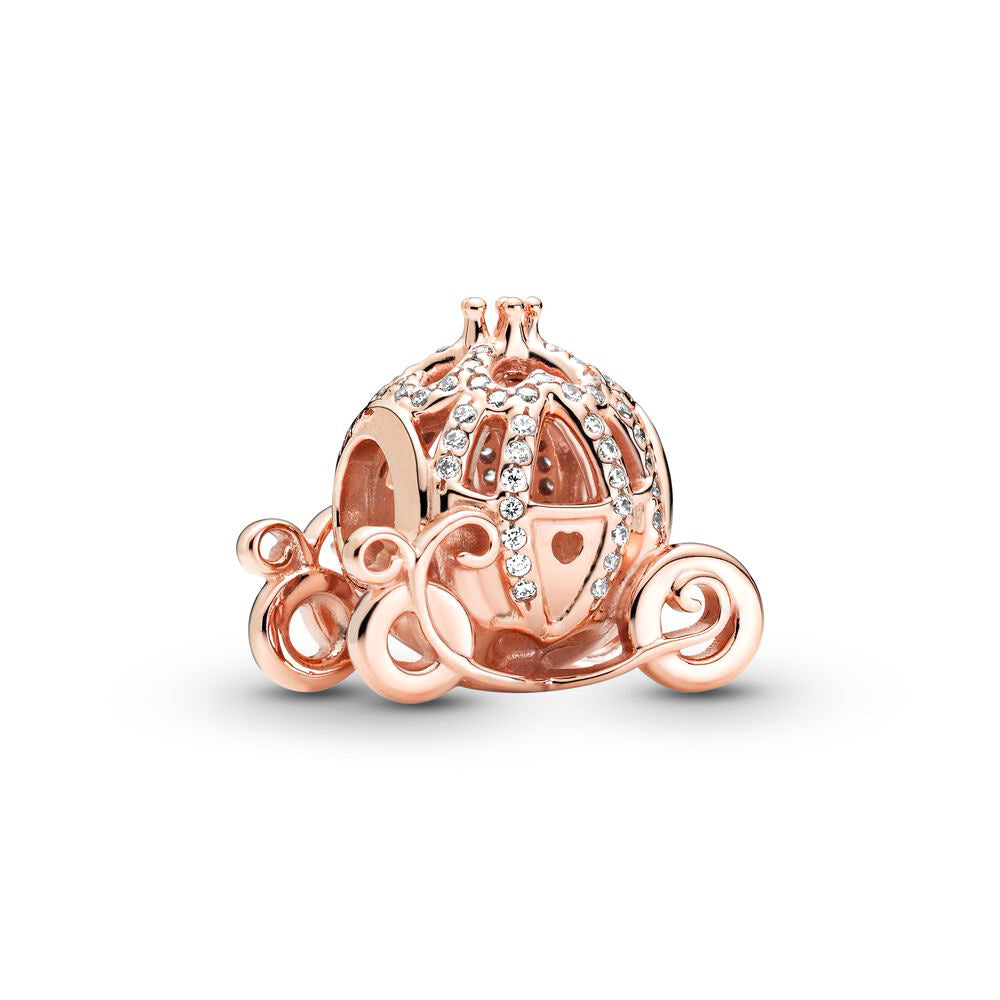 Rose Gold Pumpkin carriage Charm Bead Fit Original Pandora Silver 925 Bracelet DIY Jewelry MZ703