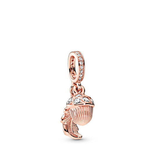 Rose Gold Plated Dangle Acorn Charm Beads Fit Original Pandora 925 Sterling Silver DIY Jewelry MD705