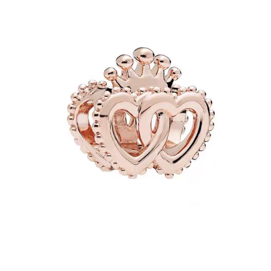 Rose Gold Heart Charm Bead Fit Original Pandora Silver 925 Bracelet DIY Jewelry MZ716