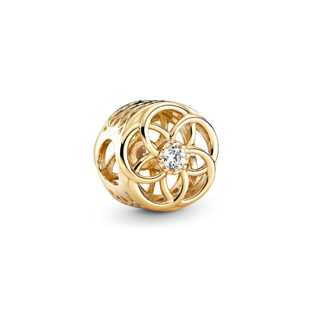 Gold Plated Series Flower Charm Bead Fit Original Pandora 925 Sterling Silver Bracelet DIY Jewelry ZZ834