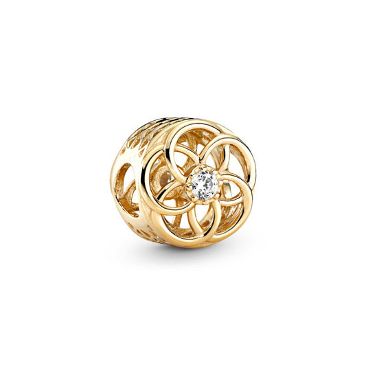 Gold Plated Series Flower Charm Bead Fit Original Pandora 925 Sterling Silver Bracelet DIY Jewelry ZZ834