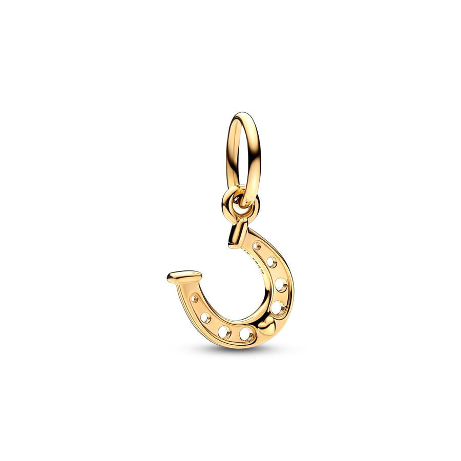 Gold plated Horseshoe Charm Bead Fit Original Pandora Bracelet DIY Jewelry DZ919