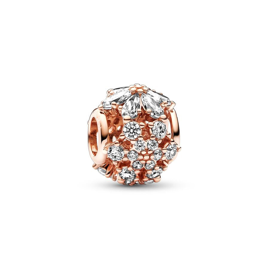 Rose Gold Spherical  Charm Bead Fit Original Pandora Silver 925 Bracelet DIY Jewelry MZ923