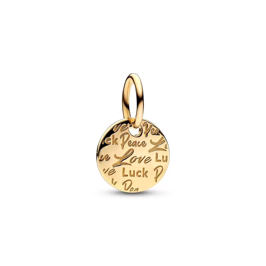 Позолоченный шарм Peace Love Luck Charm, подходит для оригинального браслета Pandora, сделай сам, ювелирные изделия DZ934