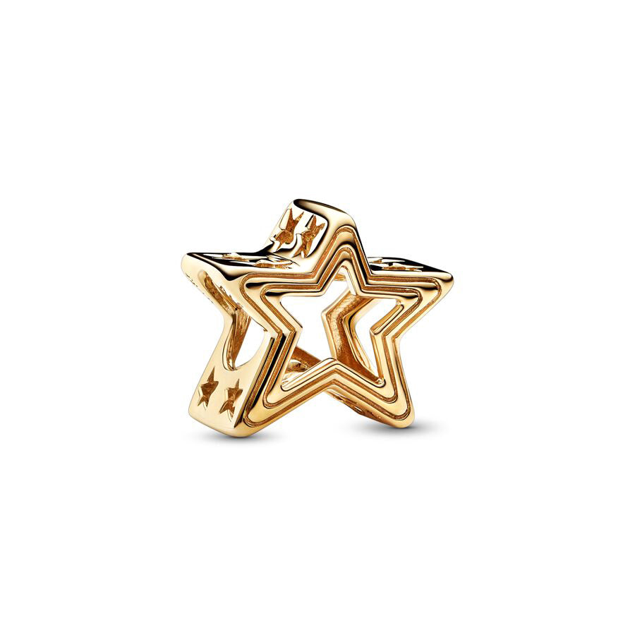 Gold Plated Series Star Charm Bead Fit Original Pandora 925 Sterling Silver Bracelet DIY Jewelry ZZ935