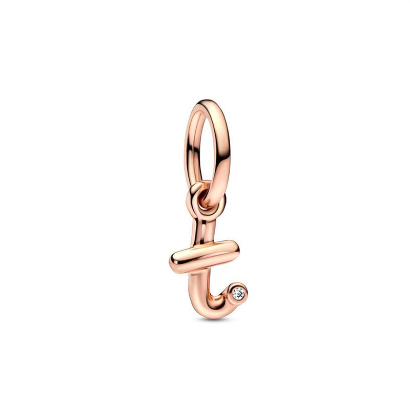 Rose Gold Plated Alphabet Series Charm Beads Fit Original Pandora925 Sterling Silver Bracelet DIY Jewelry