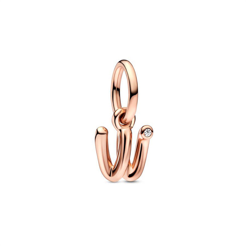 Rose Gold Plated Alphabet Series Charm Beads Fit Original Pandora925 Sterling Silver Bracelet DIY Jewelry