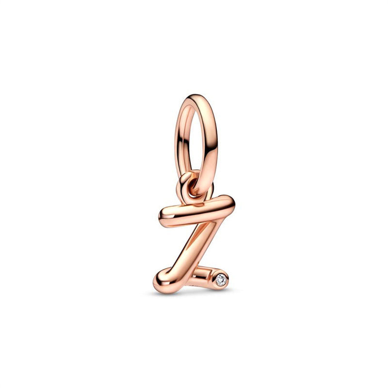 Rose Gold Plated Alphabet Series Charm Beads Fit Original Pandora925 Sterling Silver Bracelet DIY Jewelry